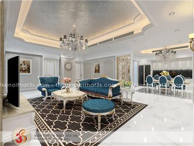 Thiết Kế Nội Thất Chung Cư Tân Cổ Điển 2 Phòng Ngủ 140m2 Tại Láng Hạ