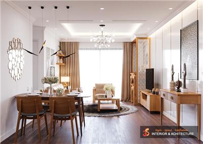 Thiết kế nội thất căn hộ 93m2 bằng gỗ tự nhiên