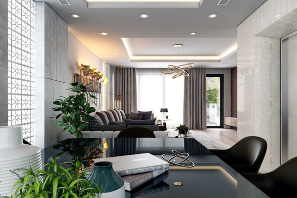 Mẫu thiết kế nội thất biệt thự phong cách hiện đại cho phòng khách