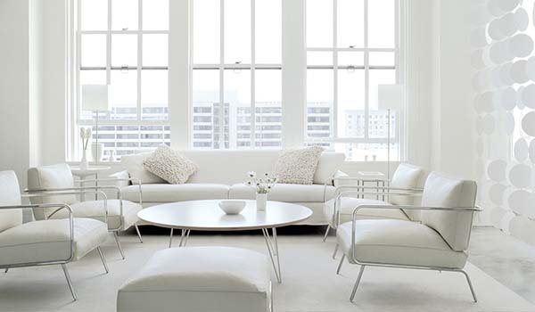 Thiết kế đồ nội thất toàn trắng là sở thích của nhiều người